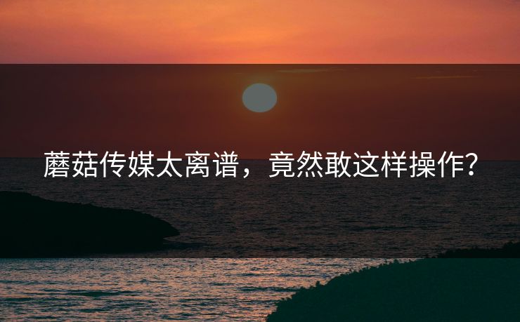 蘑菇传媒太离谱，竟然敢这样操作？