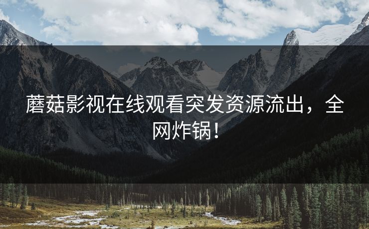 蘑菇影视在线观看突发资源流出，全网炸锅！