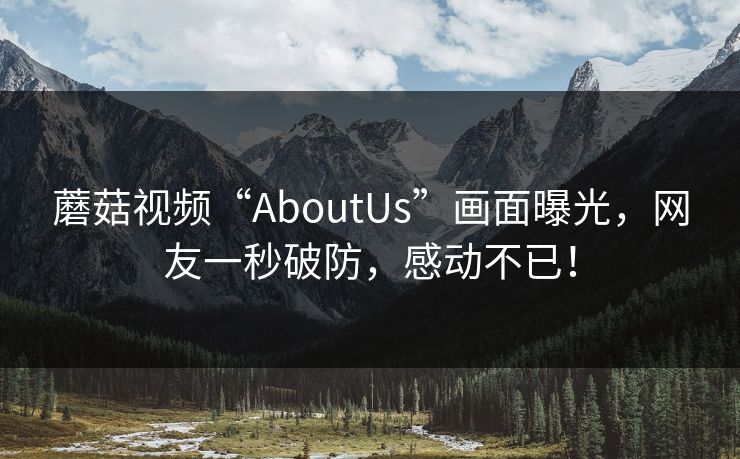 蘑菇视频“AboutUs”画面曝光，网友一秒破防，感动不已！
