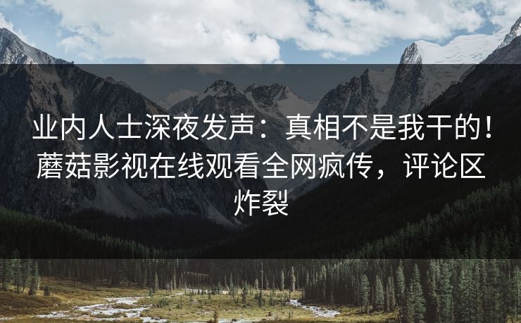 业内人士深夜发声：真相不是我干的！蘑菇影视在线观看全网疯传，评论区炸裂