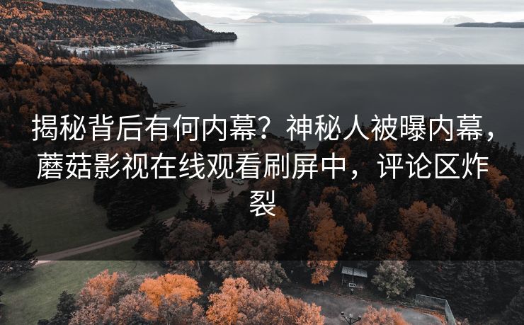 揭秘背后有何内幕？神秘人被曝内幕，蘑菇影视在线观看刷屏中，评论区炸裂