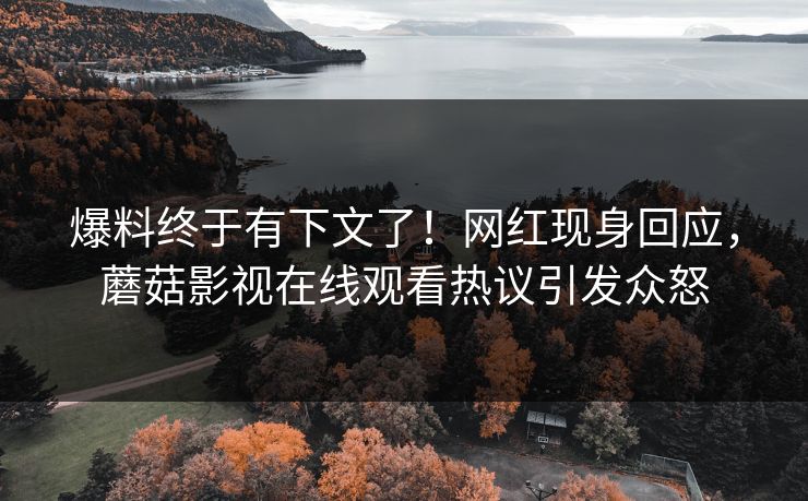 爆料终于有下文了！网红现身回应，蘑菇影视在线观看热议引发众怒