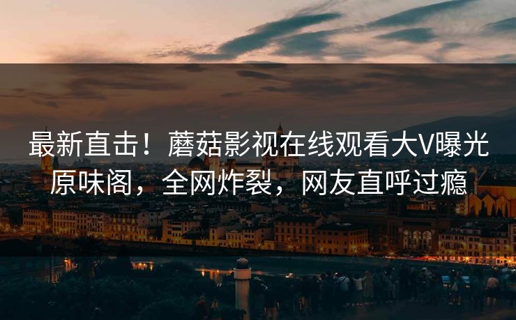 最新直击！蘑菇影视在线观看大V曝光原味阁，全网炸裂，网友直呼过瘾