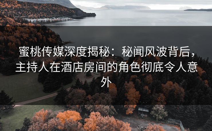 蜜桃传媒深度揭秘：秘闻风波背后，主持人在酒店房间的角色彻底令人意外