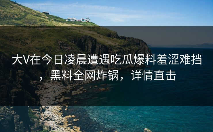 大V在今日凌晨遭遇吃瓜爆料羞涩难挡，黑料全网炸锅，详情直击
