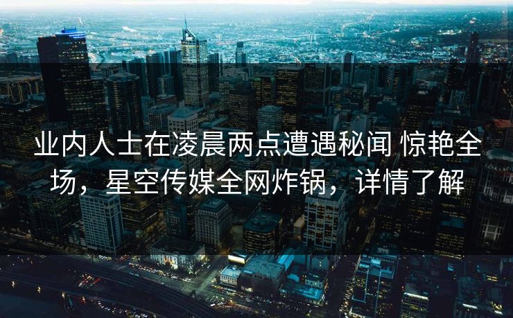 业内人士在凌晨两点遭遇秘闻 惊艳全场，星空传媒全网炸锅，详情了解